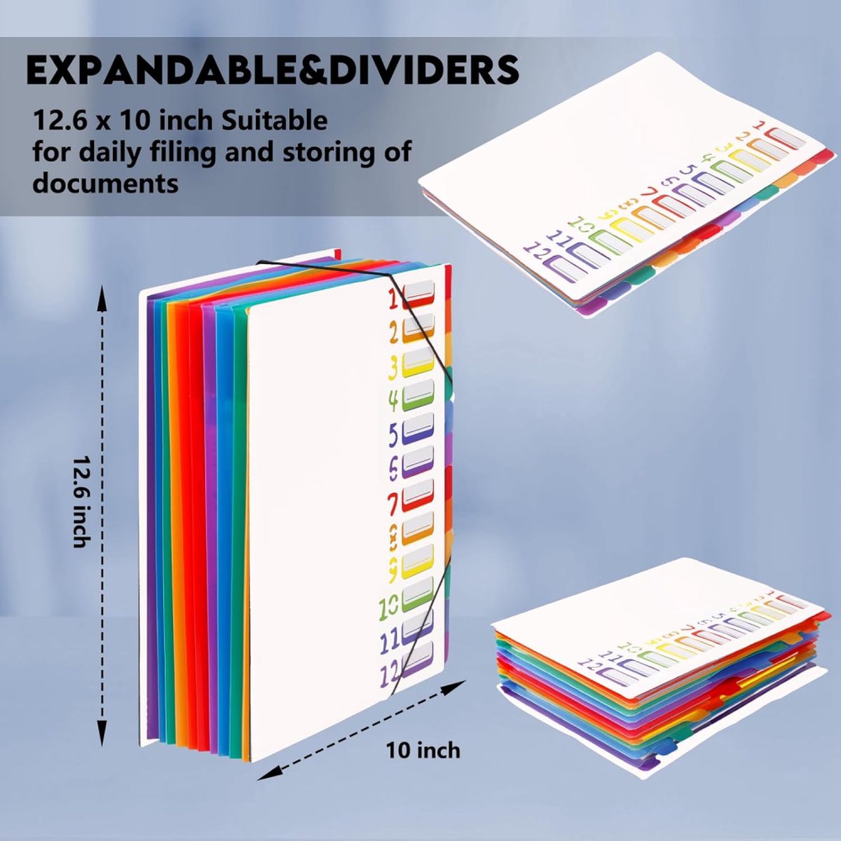 A4 Expandable Project Folder - A4 Sorting Folder - 12 Compartments - File Folder with Tabs - Compartment V1188-MS101-01841-1