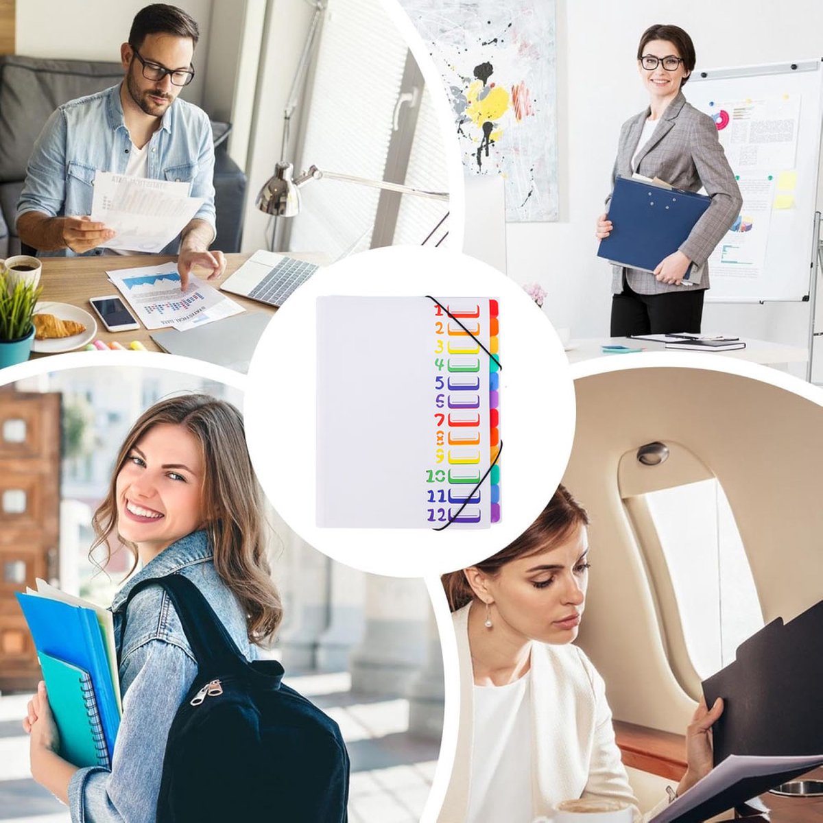 A4 Expandable Project Folder - A4 Sorting Folder - 12 Compartments - File Folder with Tabs - Compartment V1188-MS101-01841-1