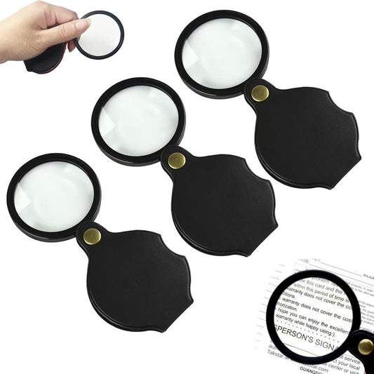 Magnifying Glass - 3 Pieces - 10x Magnification - Pocket Handheld Magnifying Glass - Reading Magnifier - V1188-MS101-01851-1