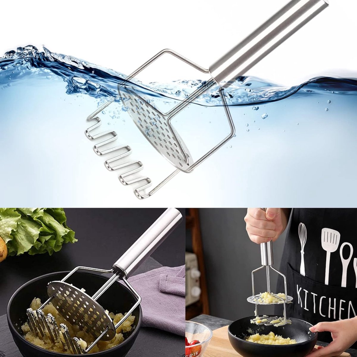 Potato Press - Stainless Steel - Potato Masher - Puree Masher - Puree Squeezer - Non-Stick - Mashed Potato V1188-MS101-01854-1