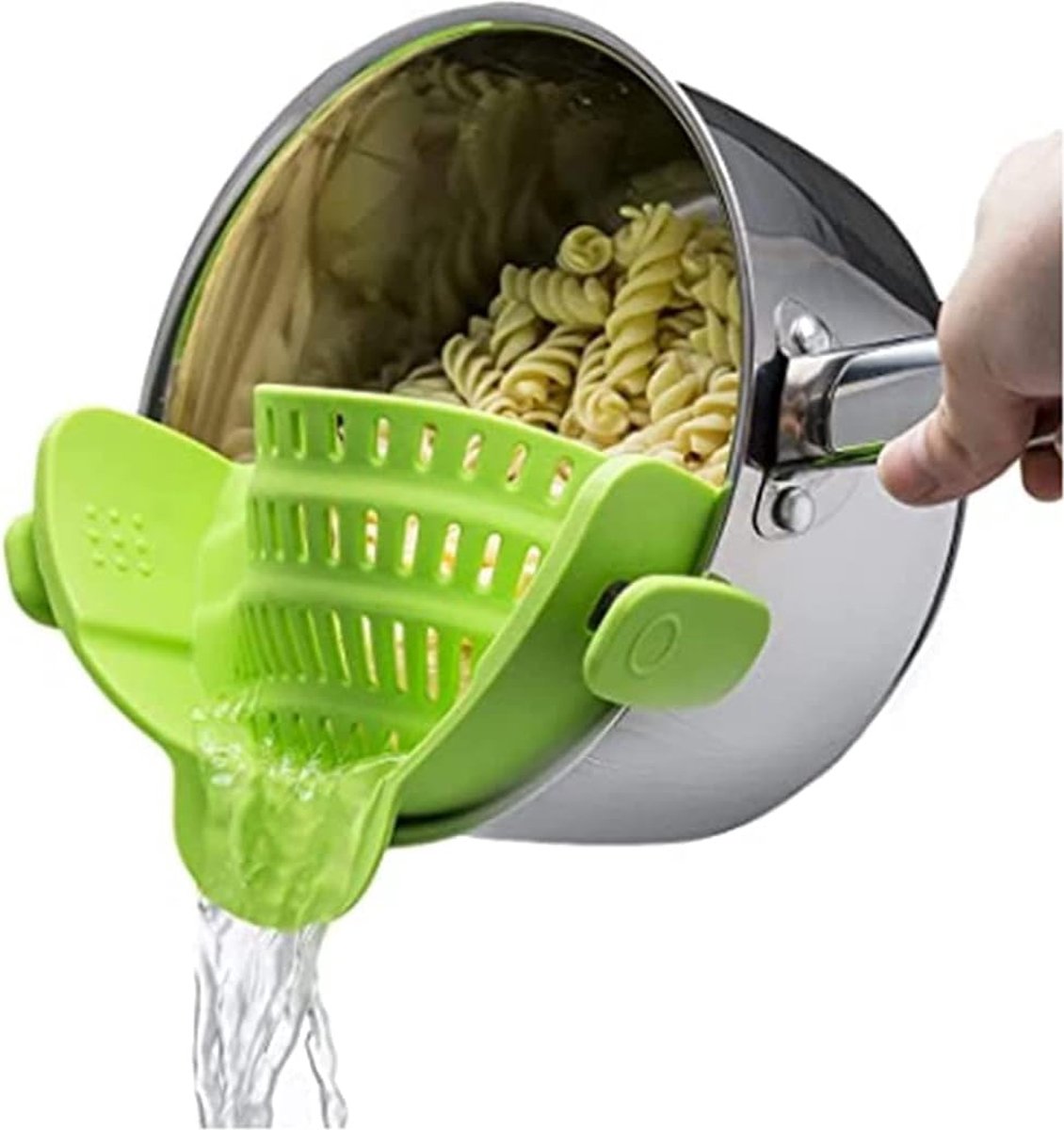 Silicone Colander - Kitchen Draining Lid - Draining Aid - Silicone - BPA Free - Safe Hands-Free Draining - V1188-MS101-01863-1
