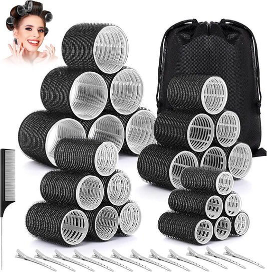 Curlers - 38 Pieces - 4 Sizes - Heatless Curls - Hair Rollers - Hair Curler - Adhesive Rollers - Hair Rollers V1188-MS101-01879-1
