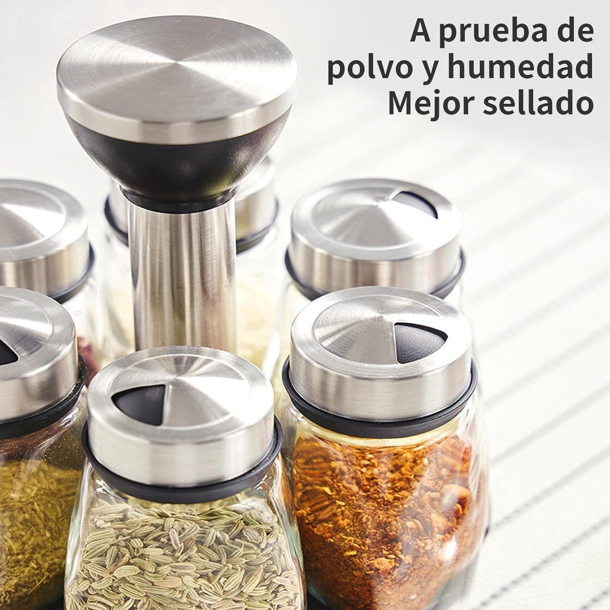 Spice Organizer | 360 degrees Rotatable | With 6 Spice Jars | Glass Jars | 6 Spice Jars on Rack | V1188-MS101-01883-1