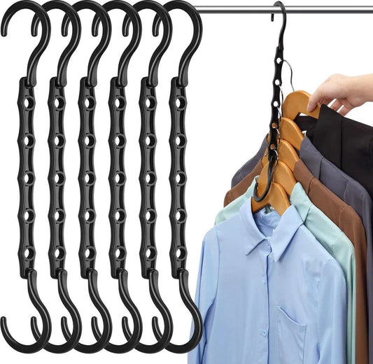 Clothes Hanger - 6 Pieces - Magic Clothes Hanger - Space-Saving Clothes Hanger - Wardrobe Hangers - 5 Slots - V1188-MS101-01886-1