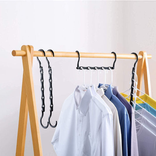Clothes Hanger - 6 Pieces - Magic Clothes Hanger - Space-Saving Clothes Hanger - Wardrobe Hangers - 5 Slots - V1188-MS101-01886-1
