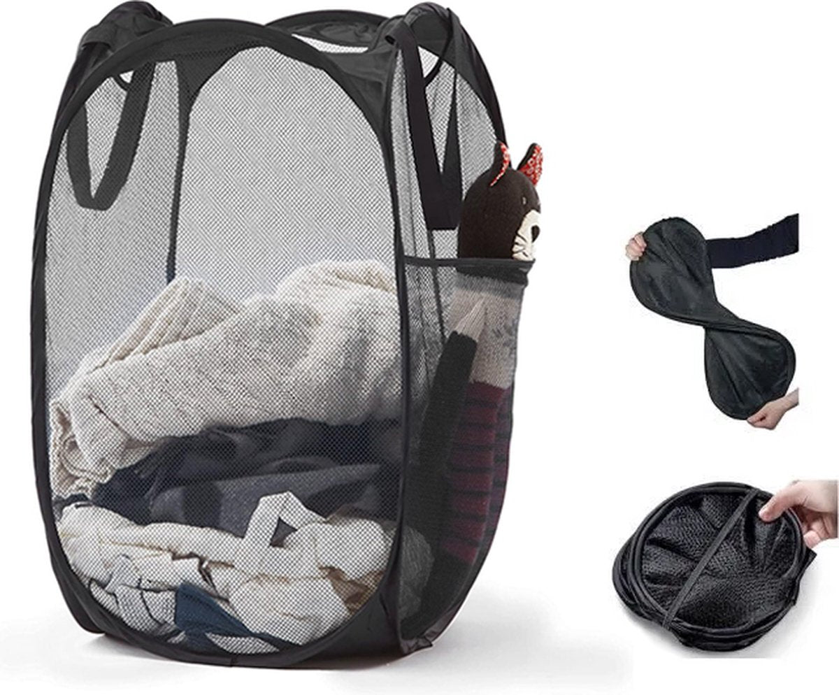 Foldable Laundry Basket - 60 x 30cm - Laundry Baskets - Mesh - Breathable - Durable - Laundry Sorter - V1188-MS101-01887-1