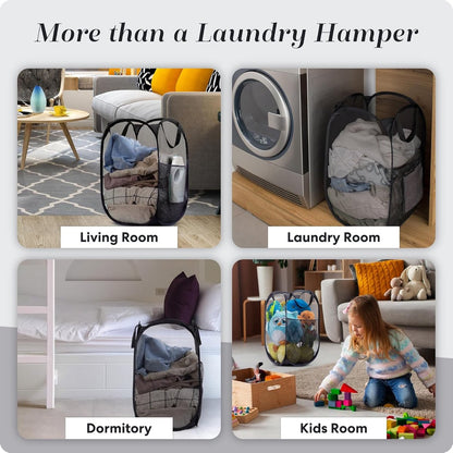 Foldable Laundry Basket - 60 x 30cm - Laundry Baskets - Mesh - Breathable - Durable - Laundry Sorter - V1188-MS101-01887-1