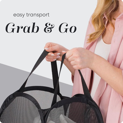 Foldable Laundry Basket - 60 x 30cm - Laundry Baskets - Mesh - Breathable - Durable - Laundry Sorter - V1188-MS101-01887-1