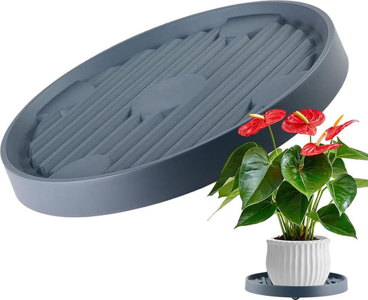Round Flowerpot Mover - 19.3 Cm - Rolling Plant Pallet - Round Dark Grey Saucer With 4 Wheels - Plant Stand V1188-MS101-01902-1