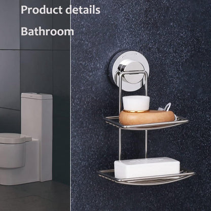 Soap Holder - Double-Layer Soap Rack - Stainless Steel - High Load Capacity - Powerful Suction Cup - Soap V1188-MS101-01908-1