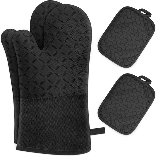 Oven Mitts - 4-piece - Professional Oven Gloves - Practical Pot Holders - Cooking Gloves - Heat Resistant - V1188-MS101-01915-1
