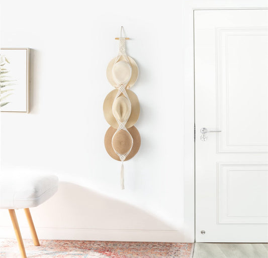 Hat Rack - Cap Rack - Adjustable Coat Rack - Hat Rack - Hat Hanger - Cap Rack Storage System - Macrame Wall V1188-MS101-01927-1