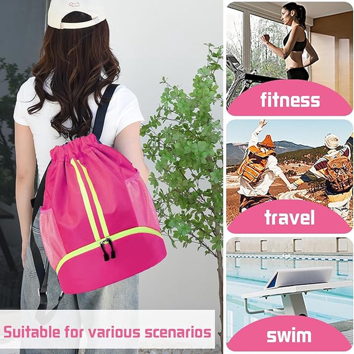 Backpack - School Bag - Sports Backpack - Sports Backpack - Unisex - Practical & Stylish - With Drawstring - V1188-MS101-01933-1