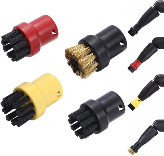 Brush Set for Steam Cleaner - 4 Pieces - Round Brush Set - Suitable for Karcher SC1, SC2, SC3, SC4, SC5, SC7, V1188-MS101-01971-1