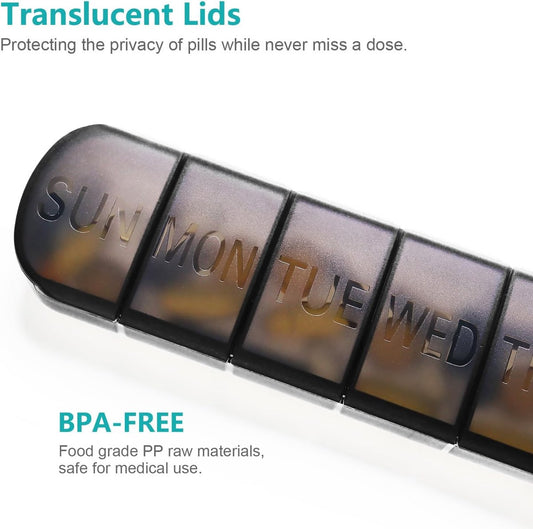7-Day Pill Box - Portable Medicine Box - Weekly Pill Organizer - Once-a-Day Pill Box - Pill Containers - V1188-MS101-01973-1