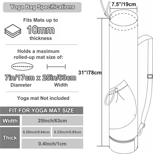 Yoga Mat Bag - Yoga Bag with Drawstring and Storage Compartment - Yoga Bag - Fitness Bag - Sports Bag - V1188-MS101-01977-1