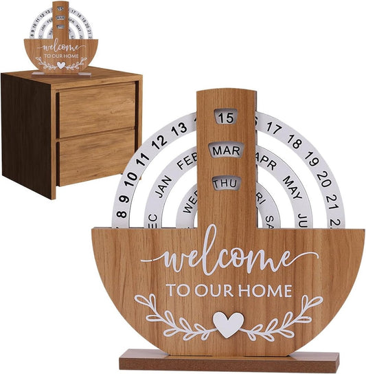 Calendar - Desk Calendar - Perpetual - Manual Rotating Calendar - Perpetual Calendar - Home Sweet Home - V1188-MS101-01985-1