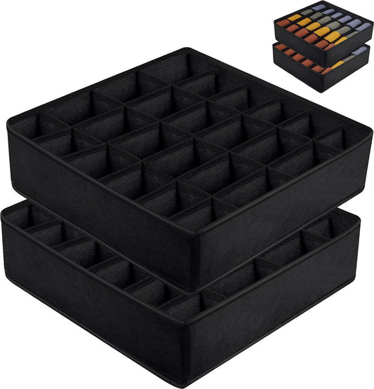 Underwear Storage Boxes - 2 Pieces - 24 Compartments - Drawer Organizer - Bra Organizer - Sock Organizer - V1188-MS101-01989-1