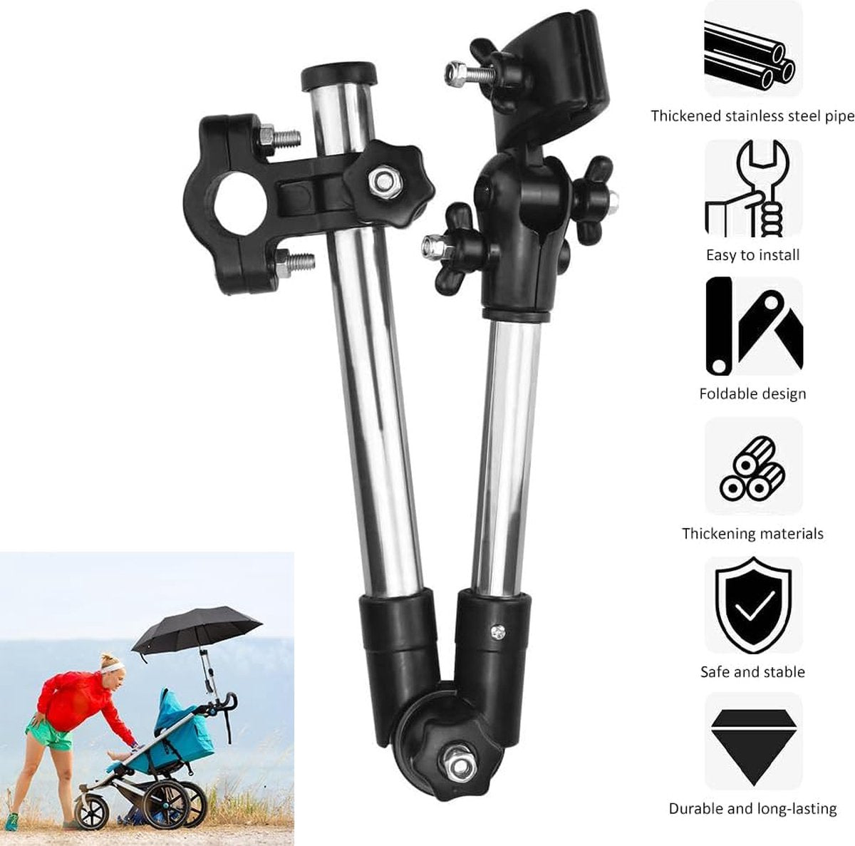 Umbrella Holder - Universal Umbrella Holder - Extendable & Foldable - Parasol Connector for Wheelchair, V1188-MS101-01995-1