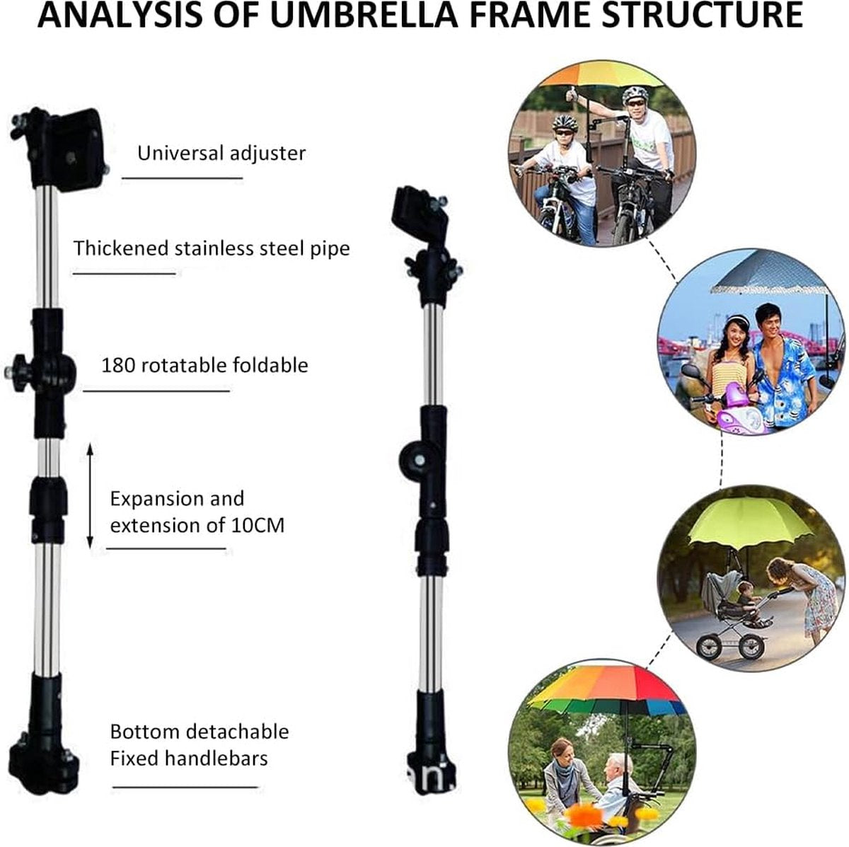 Umbrella Holder - Universal Umbrella Holder - Extendable & Foldable - Parasol Connector for Wheelchair, V1188-MS101-01995-1