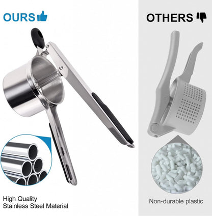 Stainless Steel Potato Press - Potato Squeezer - Potato Masher - Includes 3 Different Texture Discs - Can Be V1188-MS101-01999-1