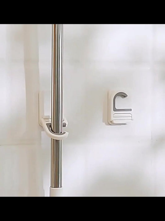 Broom Hanging System - 4 Pieces - Broom Holder - Broom Holder System - Mop Holder - No Drilling Required - V1188-MS101-02005-1