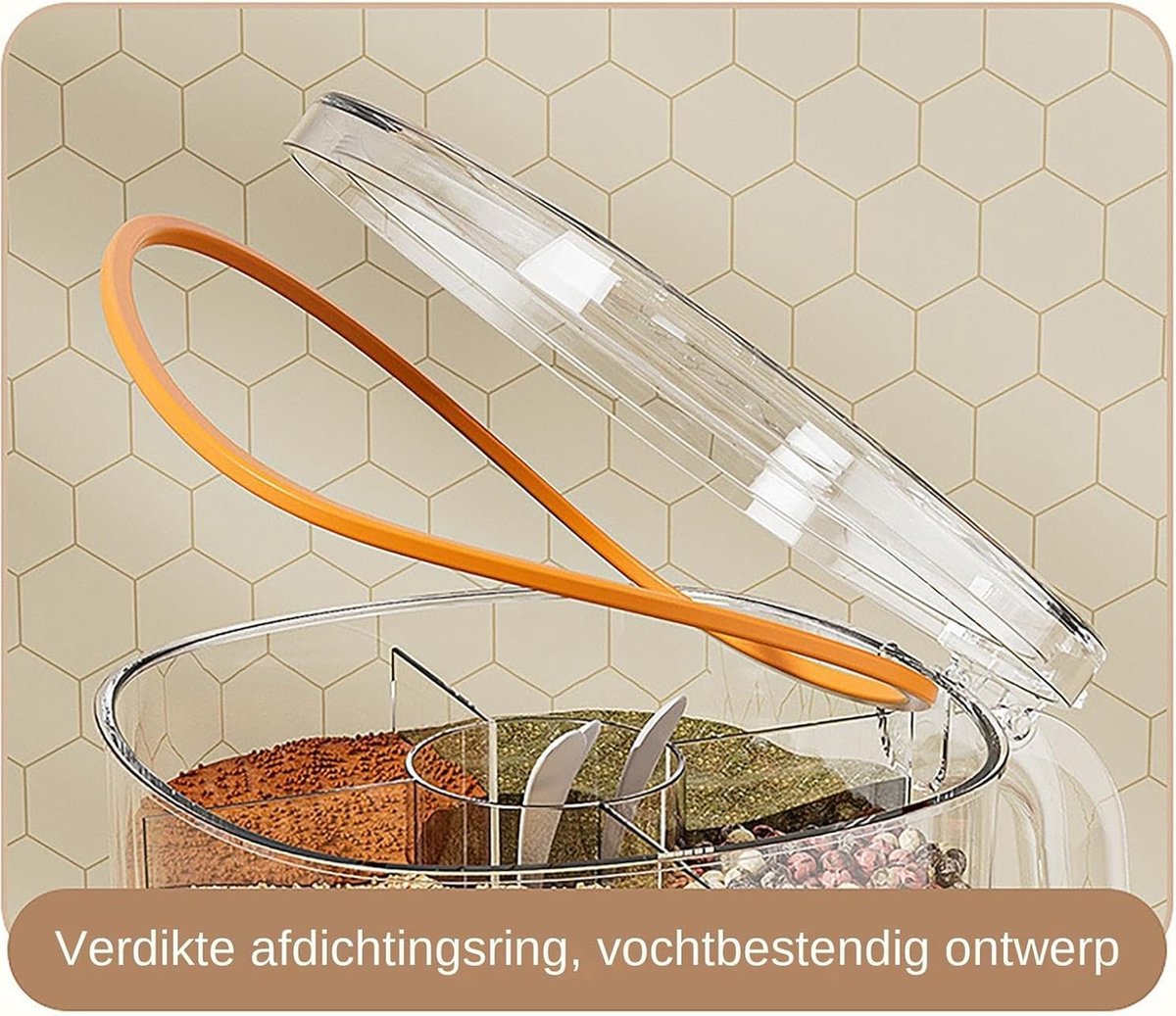 Spice Jars - Divided Spice Jar - Divided Spice Container - 4 Grids Transparent Spice Container - For Kitchen V1188-MS101-02006-1