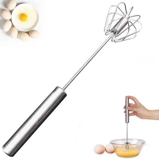 Egg Beater - Egg Whisk - Semi-Automatic Stainless Steel Whisk - Batter Beater - Whipped Cream Whisk - Mini V1188-MS101-02009-1