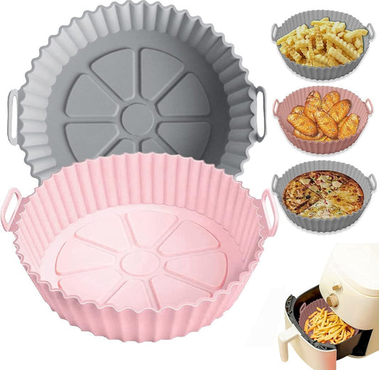 2 Airfryer Silicone Trays - Airfryer Accessories - BPA Free - 20cm - Airfryer Basket - Reusable - Baking V1188-MS101-02010-1