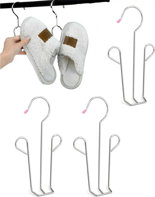 3x Shoe Rack - Drying Rack - Shoe Hook - Stainless Steel Shoe Rack - For 3 Pairs of Shoes - Silver - Laundry V1188-MS101-02011-1