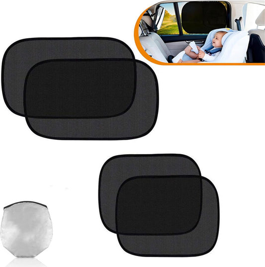 Car Sunshade - Car Sunshade Side Window - 1 Pair 50 x 30 Cm and 1 Pair 44 x 38 Cm - Baby Car Sunshade - V1188-MS101-02013-1