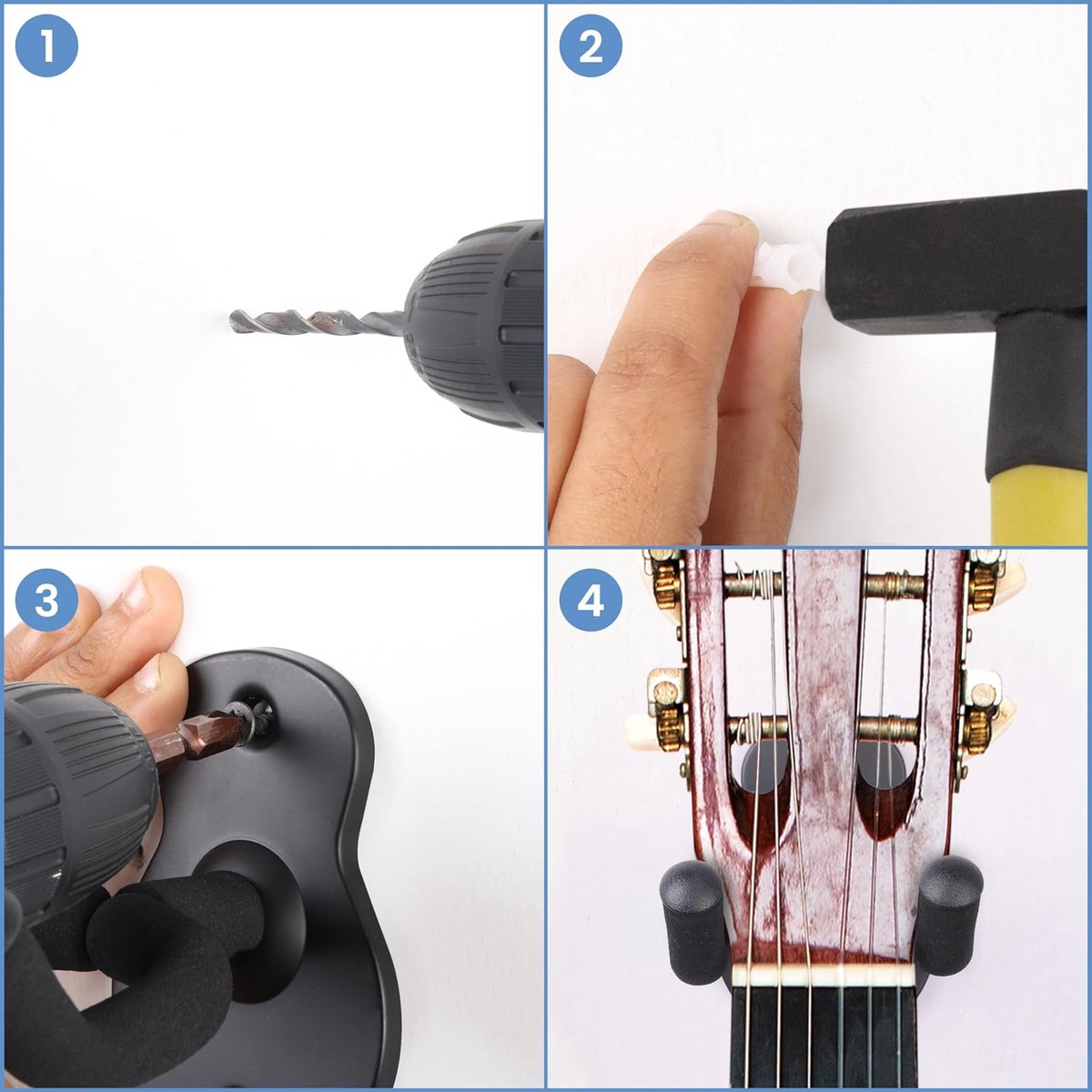 Guitar Wall Bracket - 2 Pieces - Guitar Hook - Wall Mount for Hanging Guitar - Guitar Holder - Guitar Hanger V1188-MS101-02020-1