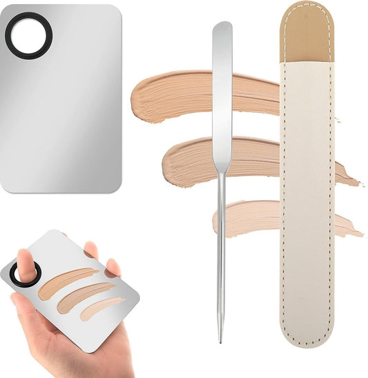 Professional Mixing Palette Set - Transparent Makeup Mixing Palette & Spatula - Makeup Palette - Makeup V1188-MS101-02022-1