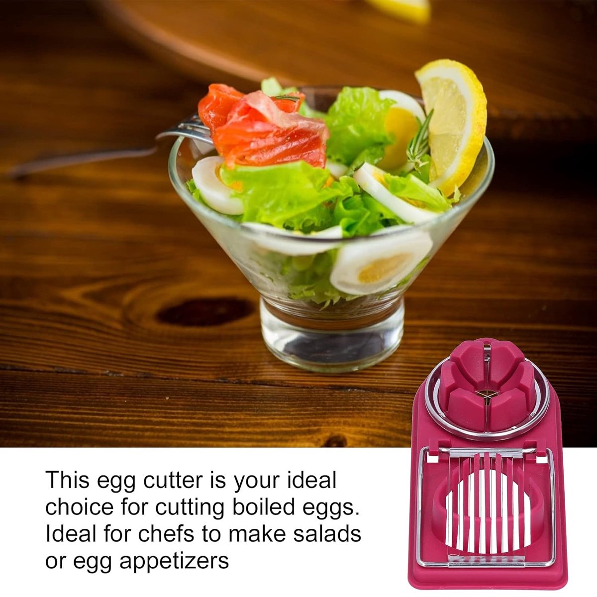 Egg Slicer - 2 in 1 Multifunctional Egg Slicer - Combination Egg Slicer - Stainless Steel - Durable - Egg V1188-MS101-02024-1