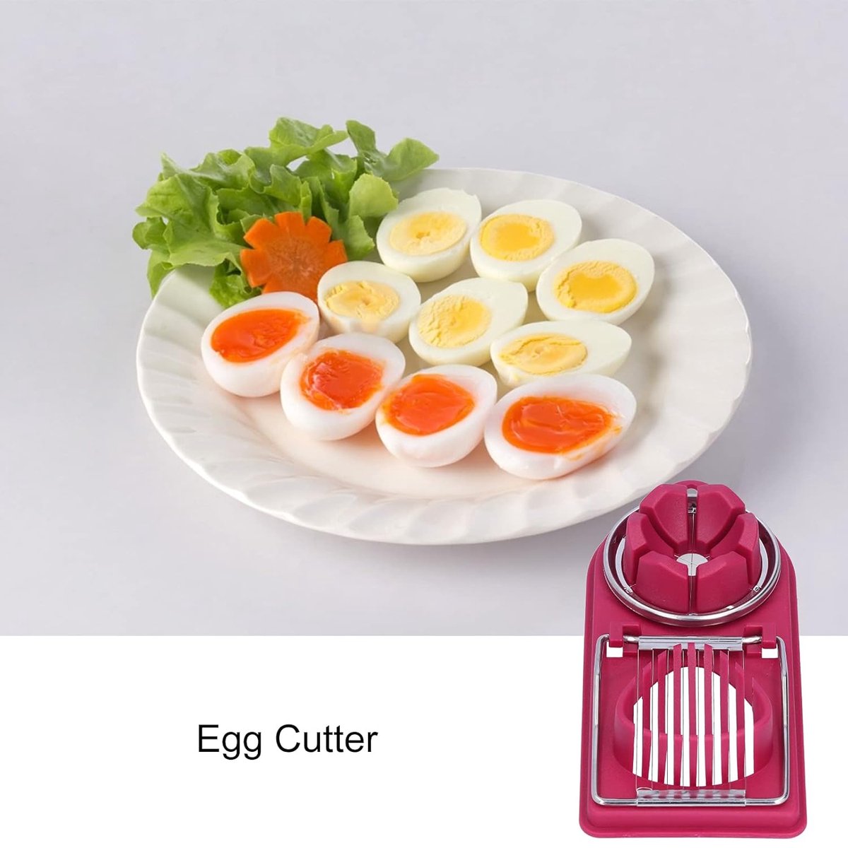 Egg Slicer - 2 in 1 Multifunctional Egg Slicer - Combination Egg Slicer - Stainless Steel - Durable - Egg V1188-MS101-02024-1
