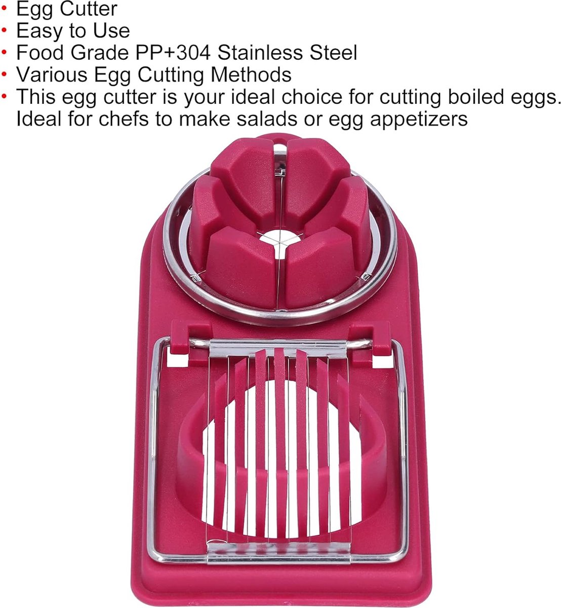 Egg Slicer - 2 in 1 Multifunctional Egg Slicer - Combination Egg Slicer - Stainless Steel - Durable - Egg V1188-MS101-02024-1