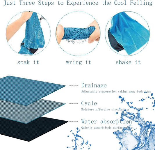 Three-pack cooling towels - Cooling microfiber - Polyester - Sports towel - Cooling towel - Fast-drying and V1188-MS101-02027-1