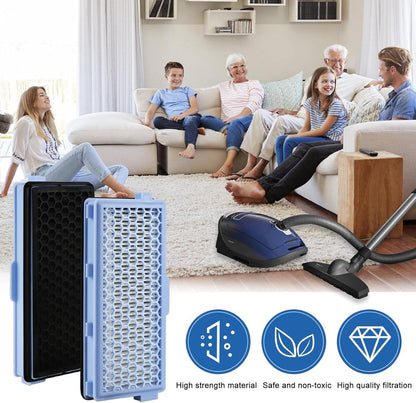 Active HEPA Filter Set 2 Pieces Suitable For Miele Classic Compact C1, Complete C2 & C3 - Replaceable - V1188-MS101-02031-1