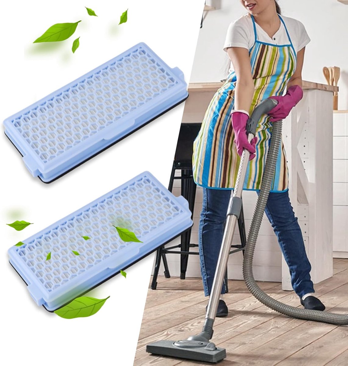 Active HEPA Filter Set 2 Pieces Suitable For Miele Classic Compact C1, Complete C2 & C3 - Replaceable - V1188-MS101-02031-1