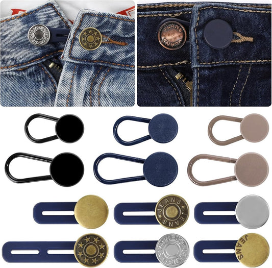 Buttonhole Extender - 12 Pieces - Trouser Expander - 15-17 MM - Silicone - Jeans Trouser Expander - Button V1188-MS101-02033-1
