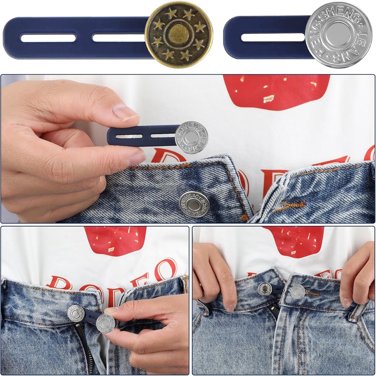 Buttonhole Extender - 12 Pieces - Trouser Expander - 15-17 MM - Silicone - Jeans Trouser Expander - Button V1188-MS101-02033-1