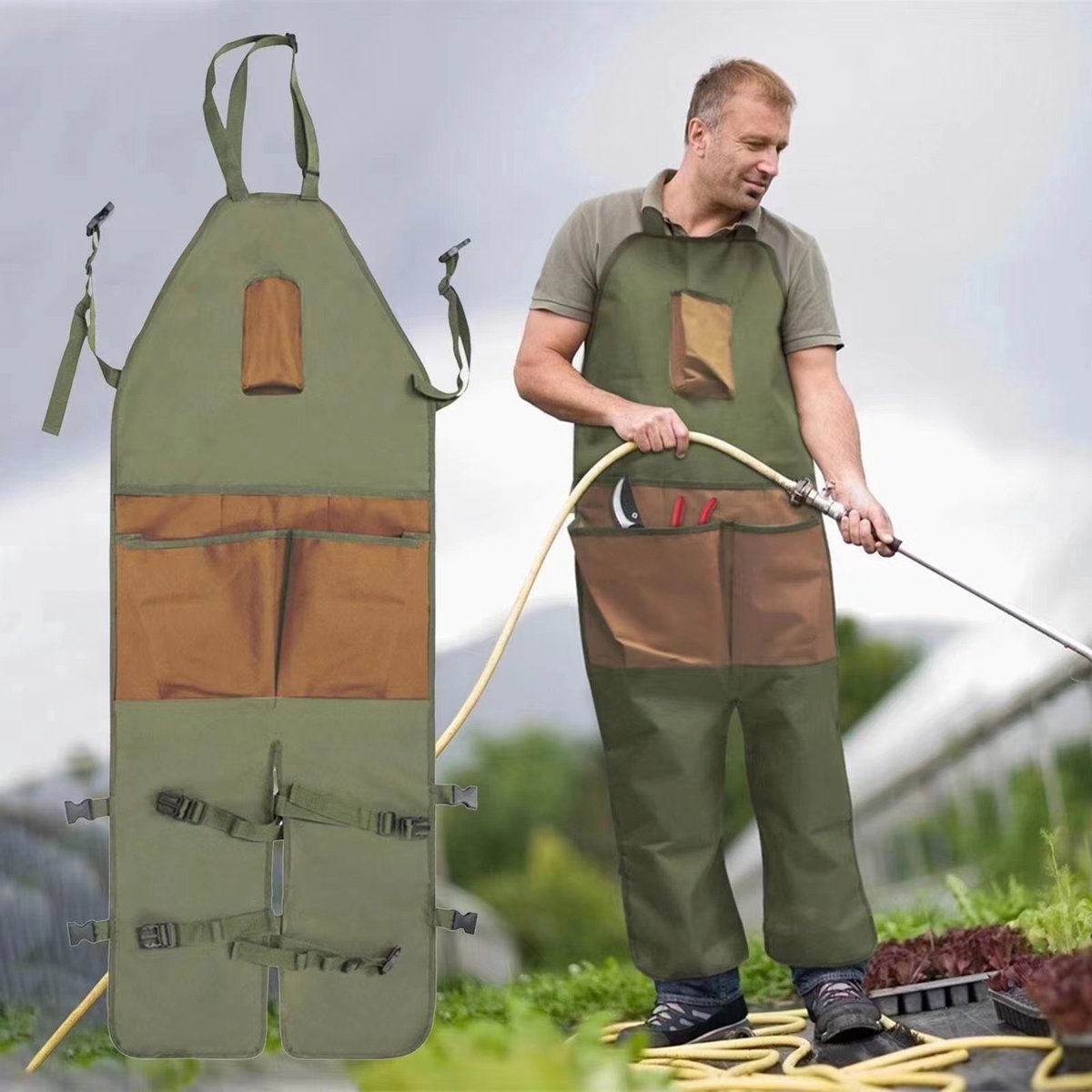 Apron - Work Apron - 6 Pockets - Adjustable - Durable - High Quality Oxford Cloth - Hobby Apron - Carpenter V1188-MS101-02036-1