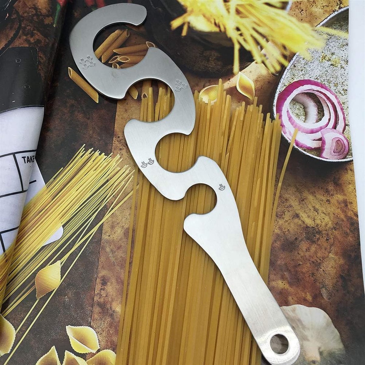 Spaghetti Measurer - Professional Pasta Measuring - 4-Hole S-Shaped Portable Spaghetti Meter - V1188-MS101-02037-1