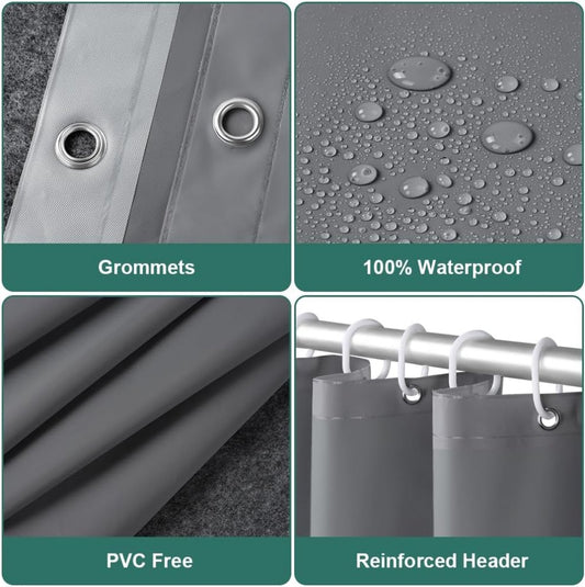 Anti-Mold Shower Curtain - Solid Color - Waterproof - Peva - Shower Curtain 180x200 Cm - Washable - Shower V1188-MS101-02038-1
