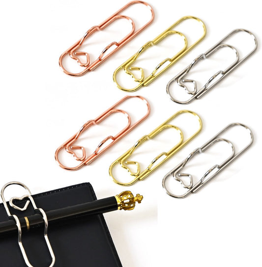 Paperclips - 6 Pieces - Paper Clips - Paper clamp - Designer Clips Pencil Holders - Pencil Holder - Heart V1188-MS101-02053-1