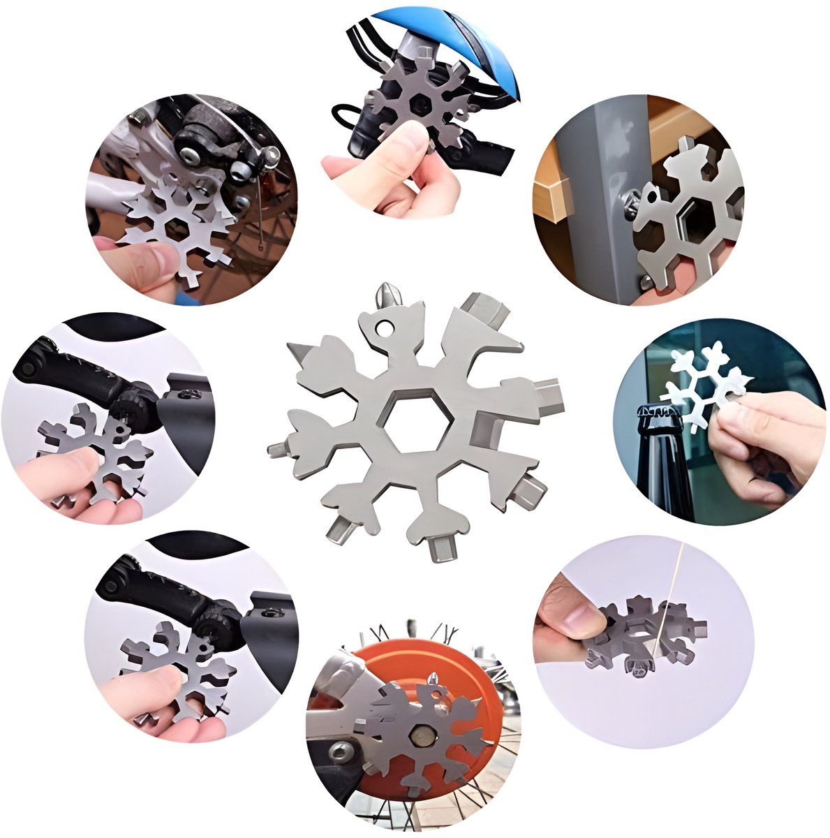 18-in-1 - Snowflake Keychain - multi-tool portable keychain - Wrench - screwdriver - bottle opener - V1188-MS101-02055-1