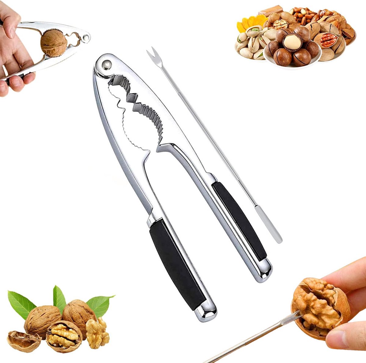 Nutcracker - Stainless Steel - Walnut / Nut Cracker - Walnut Cracker - Fork with Pulp Extractor - Pulp V1188-MS101-02057-1