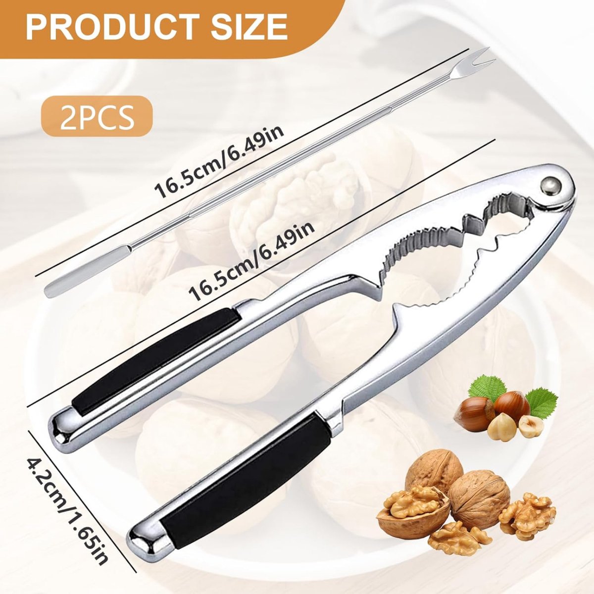 Nutcracker - Stainless Steel - Walnut / Nut Cracker - Walnut Cracker - Fork with Pulp Extractor - Pulp V1188-MS101-02057-1