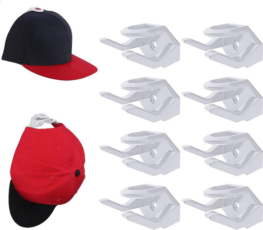 Cap Rack Set of 8 - Wall Cap Holders - Cap Hooks - With Screws and Tape - Two Installation Methods - Cap Rack V1188-MS101-02064-1