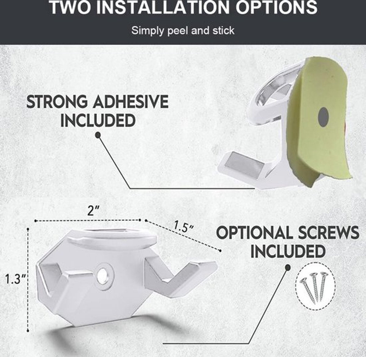 Cap Rack Set of 8 - Wall Cap Holders - Cap Hooks - With Screws and Tape - Two Installation Methods - Cap Rack V1188-MS101-02064-1